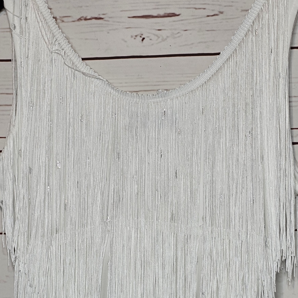 Cuase White Fringe Flapper Dress - Picture 6 of 13
